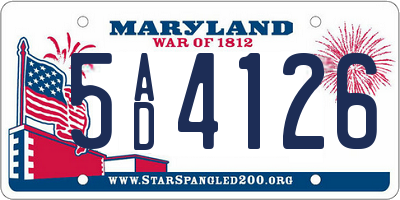 MD license plate 5AD4126