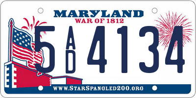 MD license plate 5AD4134