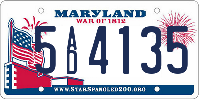 MD license plate 5AD4135