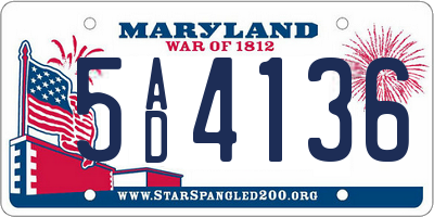 MD license plate 5AD4136