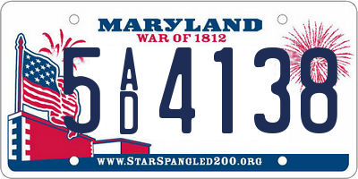MD license plate 5AD4138