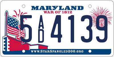 MD license plate 5AD4139