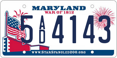 MD license plate 5AD4143