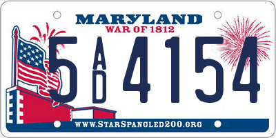 MD license plate 5AD4154
