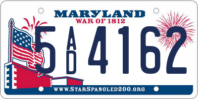 MD license plate 5AD4162