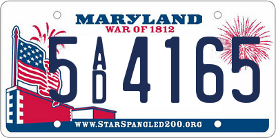 MD license plate 5AD4165