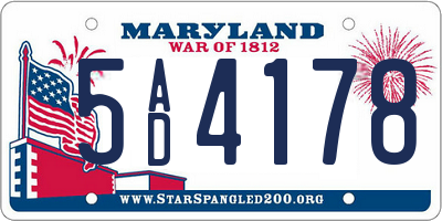 MD license plate 5AD4178