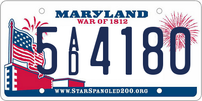 MD license plate 5AD4180