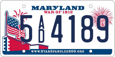 MD license plate 5AD4189