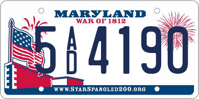 MD license plate 5AD4190