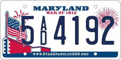 MD license plate 5AD4192