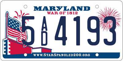 MD license plate 5AD4193