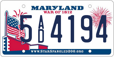 MD license plate 5AD4194