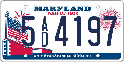 MD license plate 5AD4197
