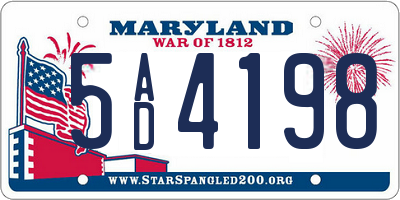 MD license plate 5AD4198