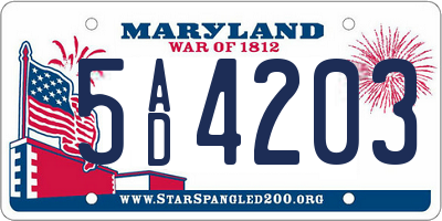 MD license plate 5AD4203