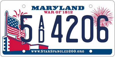 MD license plate 5AD4206