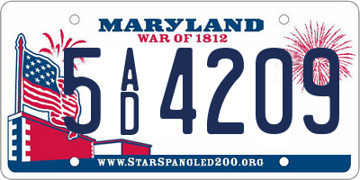 MD license plate 5AD4209