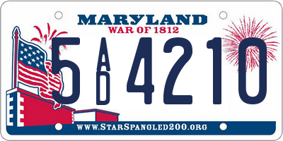 MD license plate 5AD4210