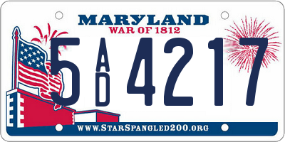 MD license plate 5AD4217