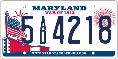 MD license plate 5AD4218