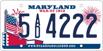 MD license plate 5AD4222
