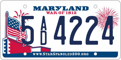 MD license plate 5AD4224