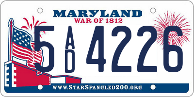 MD license plate 5AD4226