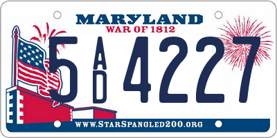 MD license plate 5AD4227