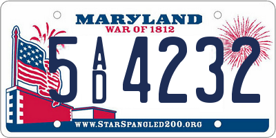 MD license plate 5AD4232