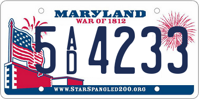 MD license plate 5AD4233