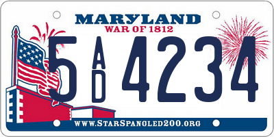 MD license plate 5AD4234