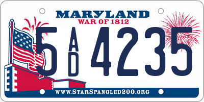 MD license plate 5AD4235