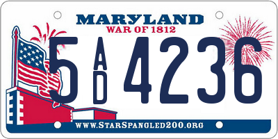 MD license plate 5AD4236