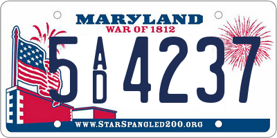 MD license plate 5AD4237