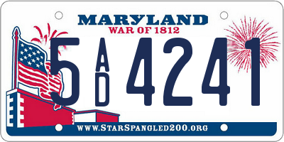 MD license plate 5AD4241