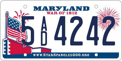 MD license plate 5AD4242