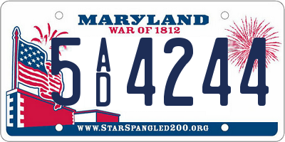 MD license plate 5AD4244