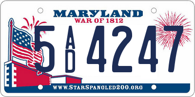 MD license plate 5AD4247