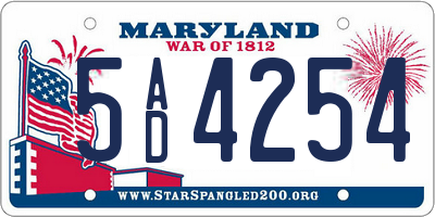 MD license plate 5AD4254