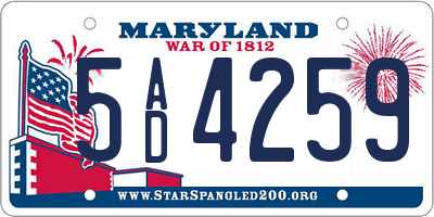 MD license plate 5AD4259