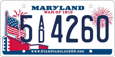 MD license plate 5AD4260