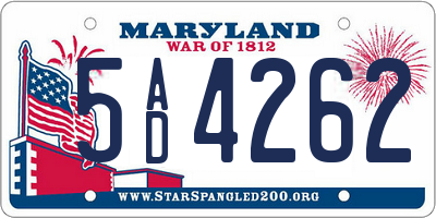 MD license plate 5AD4262