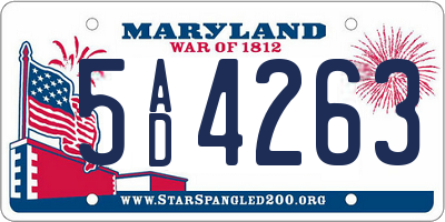 MD license plate 5AD4263