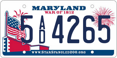 MD license plate 5AD4265