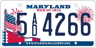 MD license plate 5AD4266