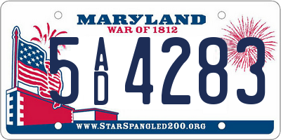 MD license plate 5AD4283