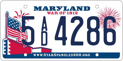 MD license plate 5AD4286