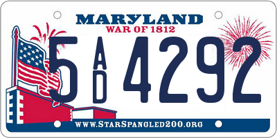 MD license plate 5AD4292