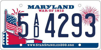 MD license plate 5AD4293